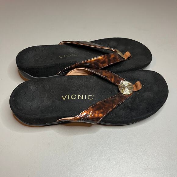 Vionic Black and Brown Sandals - Picture 1 of 5
